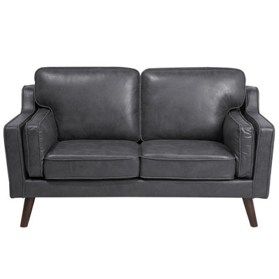Beliani Sofa 2 Seater Lokka Faux Leather Grey - image 1