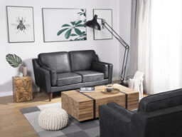 Beliani Sofa 2 Seater Lokka Faux Leather Grey - thumbnail 2
