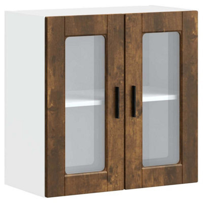 Berkfield Durable Kitchen Wall Cabinet With Glass Door Porto Smoked Oak - image 1