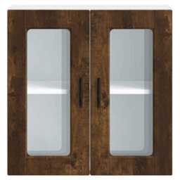 Berkfield Durable Kitchen Wall Cabinet With Glass Door Porto Smoked Oak - thumbnail 6