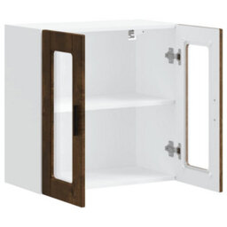 Berkfield Durable Kitchen Wall Cabinet With Glass Door Porto Smoked Oak - thumbnail 7