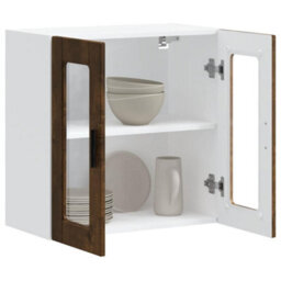 Berkfield Durable Kitchen Wall Cabinet With Glass Door Porto Smoked Oak - thumbnail 3