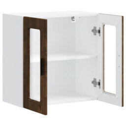 Berkfield Durable Kitchen Wall Cabinet With Glass Door Porto Smoked Oak - thumbnail 5