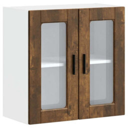 Berkfield Durable Kitchen Wall Cabinet With Glass Door Porto Smoked Oak - thumbnail 1