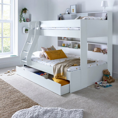 Bedmaster Oliver White Triple Sleeper Storage Bunk Bed Without Drawer - image 1