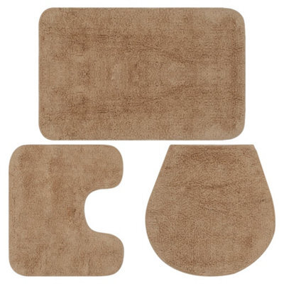 Walplus Bathroom Mat Set 3 Pieces Fabric Beige - image 1