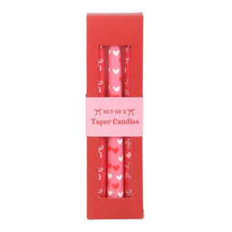 Something Different Girl Gang Bow And Heart Taper Candle (Pack Of 3) Pink/red (One Size) - thumbnail 3