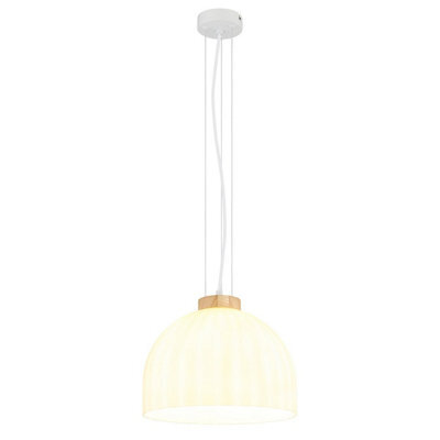 Luminosa Lighting Luminosa Swanson 30Cm Dome Pendant Ceiling Light Matt White, Glass Opal Shade, E27 - image 1