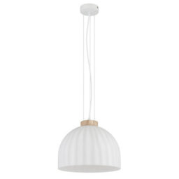 Luminosa Lighting Luminosa Swanson 30Cm Dome Pendant Ceiling Light Matt White, Glass Opal Shade, E27 - thumbnail 3