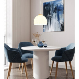 Luminosa Lighting Luminosa Swanson 30Cm Dome Pendant Ceiling Light Matt White, Glass Opal Shade, E27 - thumbnail 2