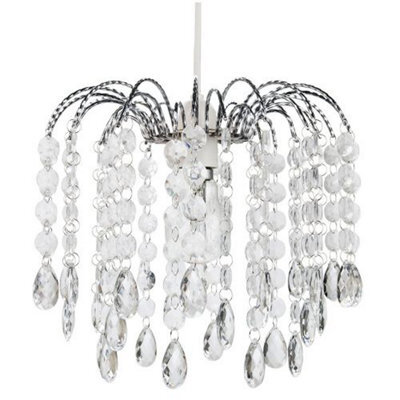 Happy Homewares Contemporary Waterfall Pendant Shade With Transparent Acrylic Droplets And Beads - image 1