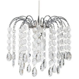 Happy Homewares Contemporary Waterfall Pendant Shade With Transparent Acrylic Droplets And Beads