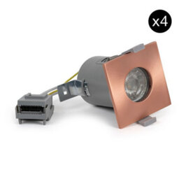 4 Pack - Rose Gold Gu10 Square Fire Rated Downlight - Ip65 - Se Home - thumbnail 1