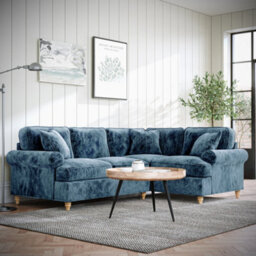 Alfie Navy Blue Right Hand Corner Sofa For Living Room - Fully Assembled By Roseland Furniture - thumbnail 2