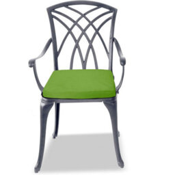 Homeology Oshowa Grey Aluminium Weatherproof Outdoor Table And 2 Chairs With Armrests Bistro Set With Green Cushions - thumbnail 8