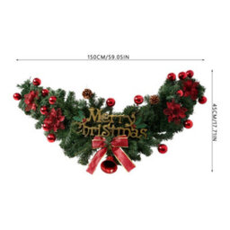 Darphe 1.5 Meter Christmas Wreath With Mixed Pine Needles And Red Berries - thumbnail 9