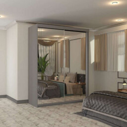 Sliding Wardrobes 4 u LTD Modern Full Sliding Mirror Wardrobe Elegant Design & Ample Storage - Grey 150Cm - thumbnail 1