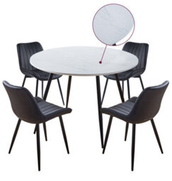 Hallowood Furniture Cullompton Large Round Dining Table (1.2M) With 4 Black Bonded Leather Chairs - thumbnail 8