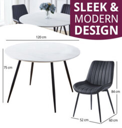 Hallowood Furniture Cullompton Large Round Dining Table (1.2M) With 4 Black Bonded Leather Chairs - thumbnail 3