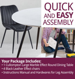 Hallowood Furniture Cullompton Large Round Dining Table (1.2M) With 4 Black Bonded Leather Chairs - thumbnail 7