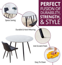 Hallowood Furniture Cullompton Large Round Dining Table (1.2M) With 4 Black Bonded Leather Chairs - thumbnail 2