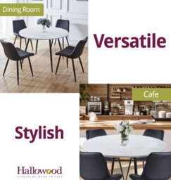 Hallowood Furniture Cullompton Large Round Dining Table (1.2M) With 4 Black Bonded Leather Chairs - thumbnail 6