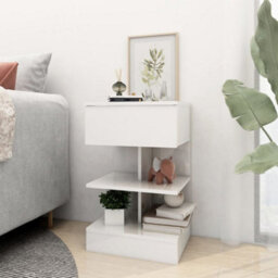 Berkfield Bedside Cabinet High Gloss White 40X35X65 Cm Engineered Wood - thumbnail 3