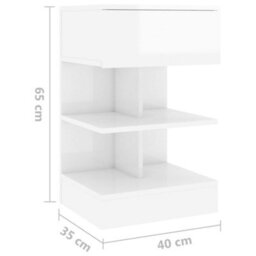 Berkfield Bedside Cabinet High Gloss White 40X35X65 Cm Engineered Wood - thumbnail 7