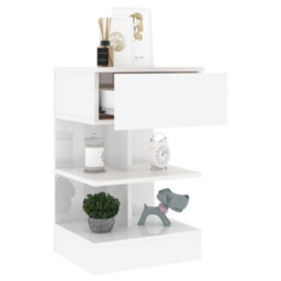 Berkfield Bedside Cabinet High Gloss White 40X35X65 Cm Engineered Wood - thumbnail 4