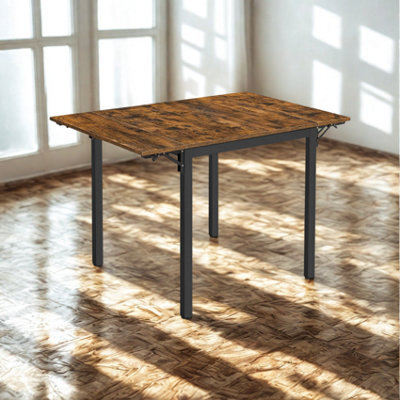 FURNOLD Industrial 4 Seater Drop Leaf Dining Table Rustic Brown - image 1
