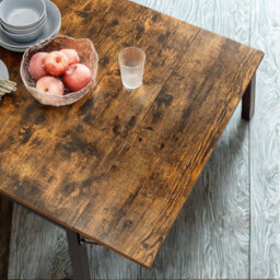 FURNOLD Industrial 4 Seater Drop Leaf Dining Table Rustic Brown - thumbnail 6