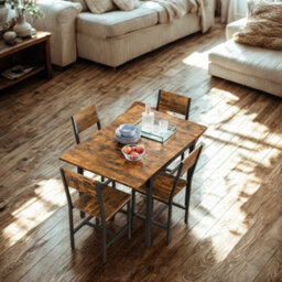 FURNOLD Industrial 4 Seater Drop Leaf Dining Table Rustic Brown - thumbnail 3