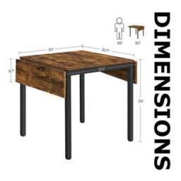 FURNOLD Industrial 4 Seater Drop Leaf Dining Table Rustic Brown - thumbnail 9