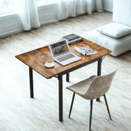 FURNOLD Industrial 4 Seater Drop Leaf Dining Table Rustic Brown - thumbnail 8