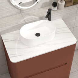 Royal Bathrooms Venice 800mm Terracotta Clay Freestanding Bathroom Countertop Vanity Unit 2 Drawer With Peak Basin - thumbnail 6