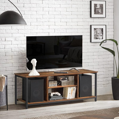Songmics Tv Console With Open Storage, Entertainment Stand, Media Cabinet For Living Room, Rustic Brown - image 1