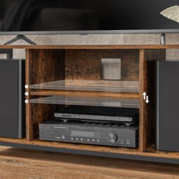 Songmics Tv Console With Open Storage, Entertainment Stand, Media Cabinet For Living Room, Rustic Brown - thumbnail 4