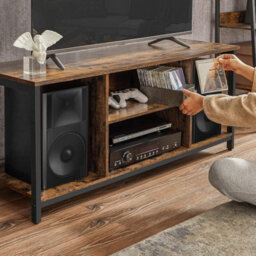 Songmics Tv Console With Open Storage, Entertainment Stand, Media Cabinet For Living Room, Rustic Brown - thumbnail 6
