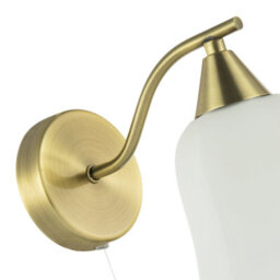Happy Homewares Traditional Switched Downlight Wall Light In Antique Brass With Opal Glass Shade - thumbnail 3