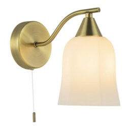 Happy Homewares Traditional Switched Downlight Wall Light In Antique Brass With Opal Glass Shade - thumbnail 2
