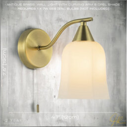 Happy Homewares Traditional Switched Downlight Wall Light In Antique Brass With Opal Glass Shade - thumbnail 5