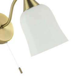 Happy Homewares Traditional Switched Downlight Wall Light In Antique Brass With Opal Glass Shade - thumbnail 4