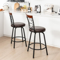 Gainoom Set Of 2 Black Bar Stool Adjustable Height Swivel Kitchen Dining Chair Cozy Backrest - thumbnail 4
