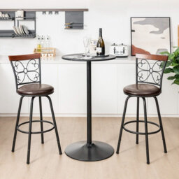 Gainoom Set Of 2 Black Bar Stool Adjustable Height Swivel Kitchen Dining Chair Cozy Backrest - thumbnail 3