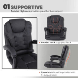 Faux Leather Desk Chair, Height Adjustable Office Chair Black - thumbnail 6