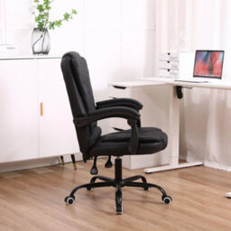 Faux Leather Desk Chair, Height Adjustable Office Chair Black - thumbnail 4
