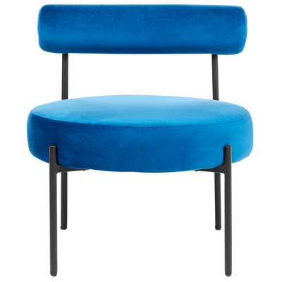 Beliani Armless Accent Chair White Boucle Round Seat Black Frame - Compact Retro Armchair W60 X D60 X H66Cm - image 1