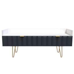 Cube Ready Assembled Matt Indigo & White Media Unit With 2 Drawers, (H)128Cm X (W)51.5Cm X (D)39.5Cm - thumbnail 1