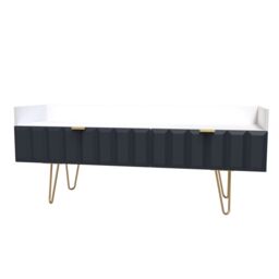 Cube Ready Assembled Matt Indigo & White Media Unit With 2 Drawers, (H)128Cm X (W)51.5Cm X (D)39.5Cm - thumbnail 2