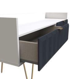 Cube Ready Assembled Matt Indigo & White Media Unit With 2 Drawers, (H)128Cm X (W)51.5Cm X (D)39.5Cm - thumbnail 4